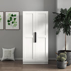22 inch Deep Kitchen Pantry Cabinet Storage Organizer with Fridge Space,Wood White Food Kitchen Cupboard with 12 Door Shelves Storage Dining Room Furniture (White)