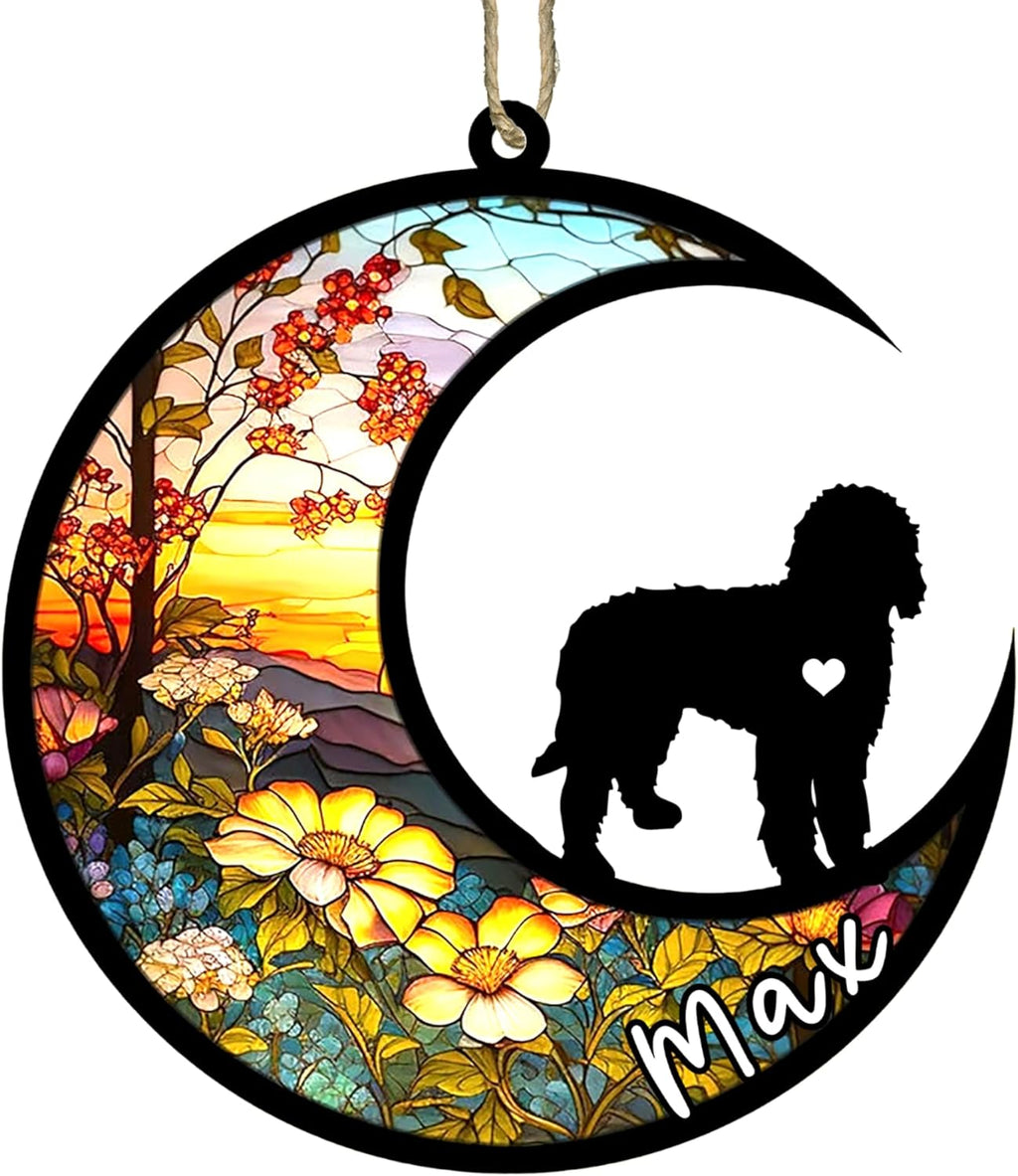 Personalized Dog Memorial, Custom Name Labradoodle Dog Christmas Ornament with Name, Custom Breeds, Pet Loss Light Catcher, Gifts for Lovers Loss of Pet Sympathy on Mothers Day Christmas