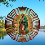 Virgin Mary Prayer Wind Spinner, Metal Wind Spinners Outdoor Indoor, Virgin Mary Hanging Garden Decor for Outside, Stainless Wind Spinners for Yard and Garden 10 inch 3D (25.76X25 CM)