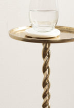 Kate and Laurel Ropa Transitional Round Pedestal Drink Table, 9 x 9 x 22, Gold, Decorative Cast Aluminum Mini Table with Spiral Rope Design for Use as Indoor Plant Stand or Living Room Accent