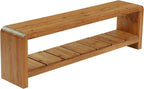 Solid Wood Entryway Bench with Shoe Storage, 59.06-Inch Long Shoe Bench with Open Shelf, Farmhouse End of Bed Seating for Hallway, Foyer, Bedroom, Walnut Brown