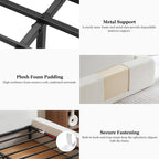 Queen Bed Frame w/ Classic Headboard, Cloud Upholstered Platform Bed Frame
