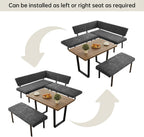 HIPIHOM 3-Piece Corner Dining Table Set with Bench, 67 Inch Space-Saving Breakfast Nook for Kitchen & Dining Room (Walnut Table & Grey Bench)