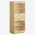 IRONCK 69" Tall Kitchen Pantry, Modern Farmhouse Fluted Kitchen Storage Cabinet with Sliding Glass Doors, Adjustable Shelves & Drawer, Freestanding Cupboard for Kitchen Dining Room Living Room, Oak