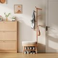 AQIMUELE Entryway Shoe Rack with Coat Rack, Wooden Shoe Bench with Upholstered Cushion, 3-in-1, 2-Tier Shoe Storage and Cute Animal Hooks for Entryway, Hallway, Closet (Natural 24.4")