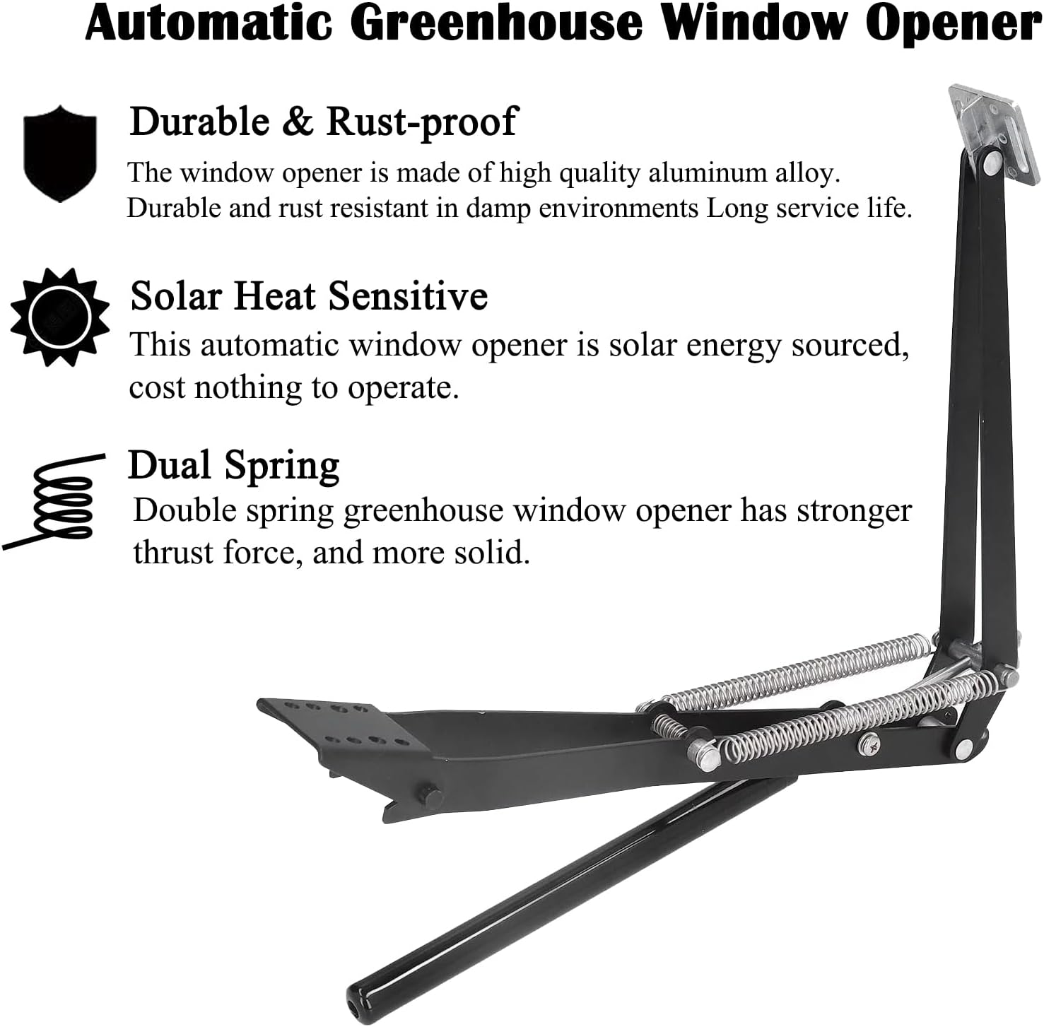1X Auto Vent Opener Solar Automatic Window Opener for Greenhouse Heat Sensitive Roof Vent Opener Auto Vent Kit Gardening Tools Greenhouse Accessories Hothouse Roof Vent Kit (Dual Spring Up to 15lbs)