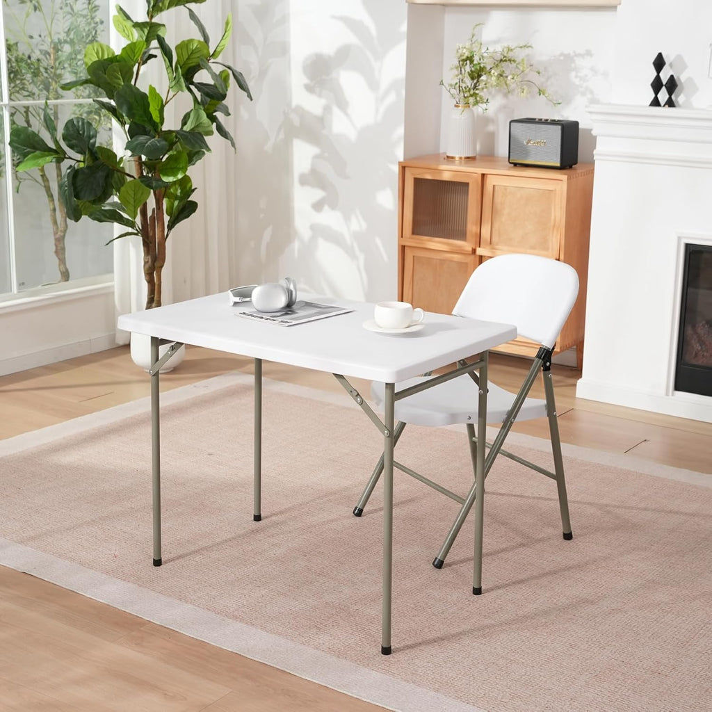 3ft Rectangular Folding Table for All-Occasion, Foldable Table with HDPE Tabletop and Steel Legs, Durable and Stable Small Folding Table, Perfect for Camping, Picnic, Party, Indoor & Outdoor