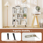 Giantex 7-Cube Bookcase, 3-Tier Modern Bookshelf with 4 Metal Legs, 31.5" Freestanding Open Storage Organizer with 2 Anti-tip Devices, Mid-Century Display Rack for Living Room (31.5" x 9.5" x 42")