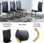 79'' Modern Dining Table Set for 10, Black Kitchen Table with 1.8" Thick Faux Marble Top & 10 PU Leather Chairs, Luxury Dining Room Furniture Set for Kitchen/Dinner Room