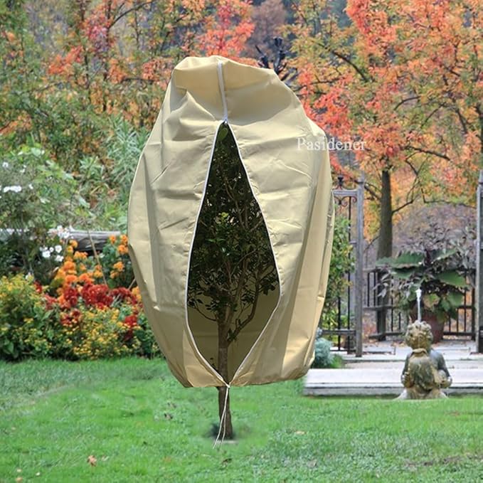 Plant Covers Freeze Protection 2.8oz 1 Pack 90"x75" Winter Tree Covers Frost Blankets for Outdoor Plants with Zipper Drawstring- Frost Cold Pest Protection for Shrubs Fruit Tree