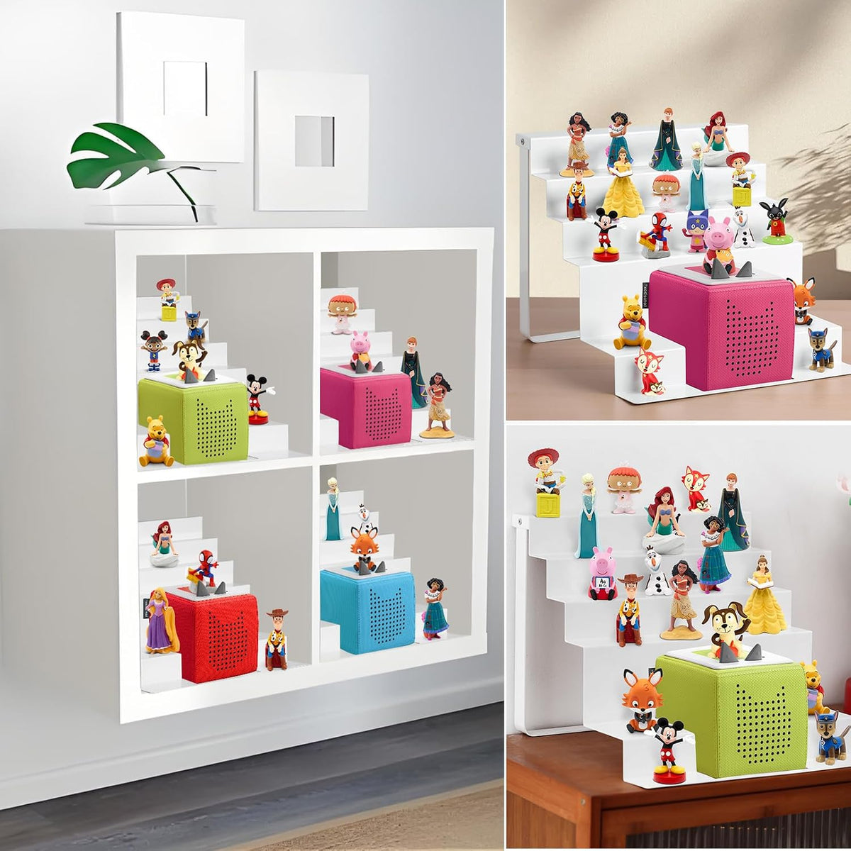 6-Tier Metal Tonies Shelf Magnetic, Compatible with Toniesbox 1 & 2 | Tonies Storage for Tonies Figures 50 Characters, White Desktop Display Shelf