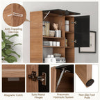 71" Large Kitchen Pantry Cabinet with Microwave Shelf, Wooden Tall Pantry Hutch with 3 Drawers, Adjustable Shelves, Farmhouse Kitchen Hutch Storage Cabinet for Dining Room (Walnut)