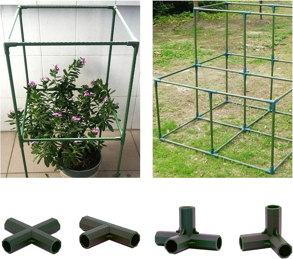 12PCS Fitting 16MM 4 Types Stable Support Heavy Duty Greenhouse Frame Building Connector Black Suitable for Grape Trellis Sunscreen Shed Gardening