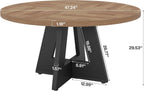 Tribesigns 47 inch Round Dining Table Wood Kitchen Table for Dining Room, 47" Dinner Room Tables for 4-6, Farmhouse Accent Furniture with Wooden Tabletop and Cross Base, Brown+Black