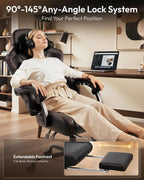 Dowinx Ergonomic High Back Gaming Chair for Adults with Massager Black | Shiatsu Neck Massage and Dual Point Massage Lumbar Pillow with Pocket Spring Cushion, 90-145°Recline for Home Office Gaming
