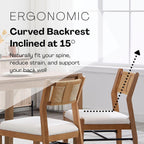 BESTANO Modern Armless Dining Chairs with Rope Woven Back Set of 2, Beige Linen Fabric Upholstered Kitchen & Dining Room Chairs, Mid-Century Classic Farmhouse Wooden Side Chair