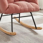 Tufted Upholstered Teddy Fabric Glider Rocking Chair with Metal Frame, Ergonomic Accent Chair for Living Room, Bedroom, and Leisure Spaces (Pink + Teddy)