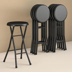 Folding Metal Stool, Black - Heavy-Duty, Compact & Portable, Stackable for Home, Garage & Workshop Use