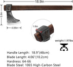 18.9" Throwing Axe, 3Pack Throwing Tomahawk with 1065 High Carbon Steel and Beech Wooden Handle, Well Balanced Great for Axe Throw ing Game, Competition and Recreation