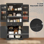 71.7 Inch Kitchen Pantry Cabinet,Freestanding High Cupboard Bathroom Storage Cabinet with 2 Drawer & Cabinets, 3 Adjustable Shelves, 6 Door Shelves,for Living Room, Kitchen Black