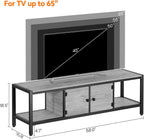 GarveeHome 58 in TV Stand with Storage, Entertainment Center with Adjustable Legs, TV Console up to 65 in, Wooden TV Stand with Open Shelves for Living Room, Bedroom, Light Grey