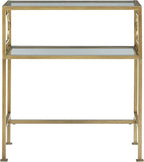 Gretna Rectangular Antique Gold Metal and Glass Accent Table