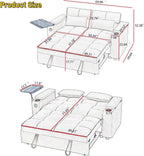 oaaktu ﻿ Large Size Convertible Sleeper Sofa Bed,Polka dot Velvet Pull Out Futon Couch with Storage handrails & Rotating Side Tables,Convertible Sofa Couch for Living Room,RV (Coffee)