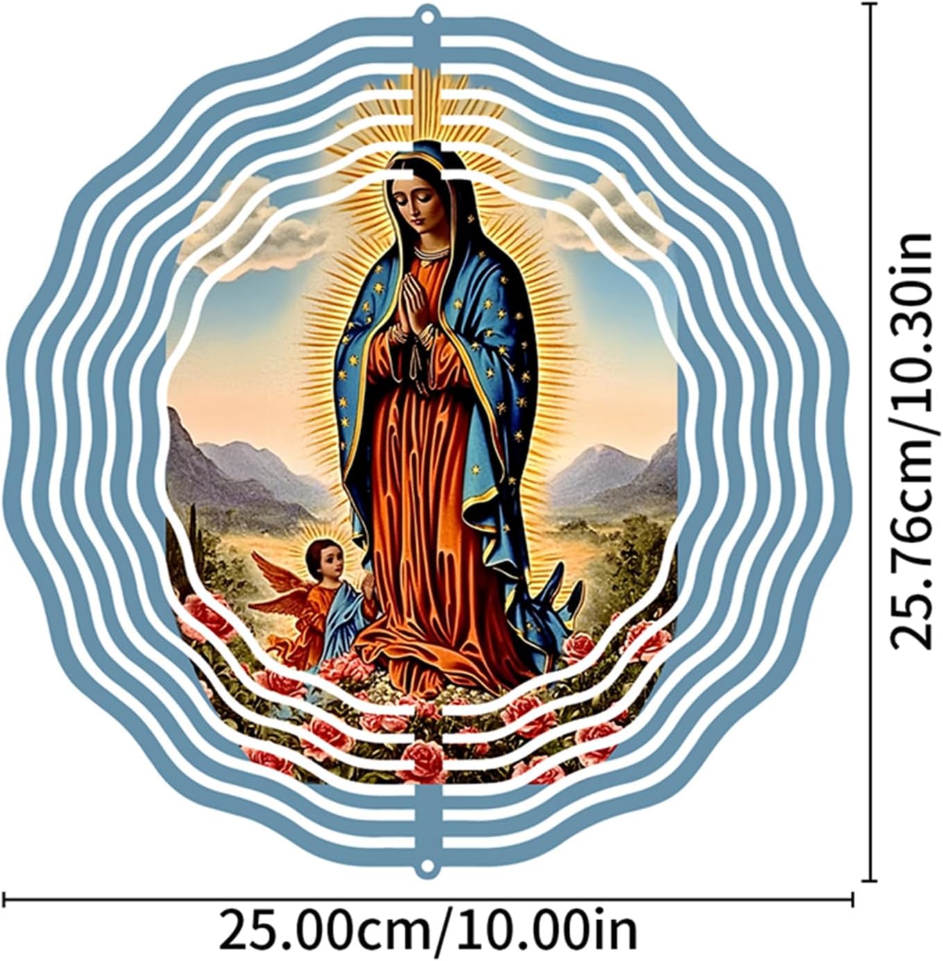 Virgin Mary Prayer Wind Spinner, Metal Wind Spinners Outdoor Indoor,Virgin Mary Hanging Garden Decor for Outside, Stainless Wind Spinners for Yard and Garden 10 inch 3D (25.76X25 CM)