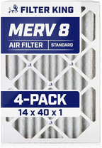 Filter King 14x40x1 Air Filter | 4-PACK | MERV 8 HVAC Pleated A/C Furnace Filters | MADE IN USA | Actual Size: 14 x 40 x .75"