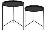Kate and Laurel Ulani Set of 2 Nested Round Metal End Tables, Black