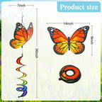 3pcs Butterfly Garden Wind Spinners 360° Rotation Rainbow Curlie Spinner Lawn Yard Ornaments Windmills Twister Outdoor Hanging Decor Whirligigs Wind Hanging Windsock