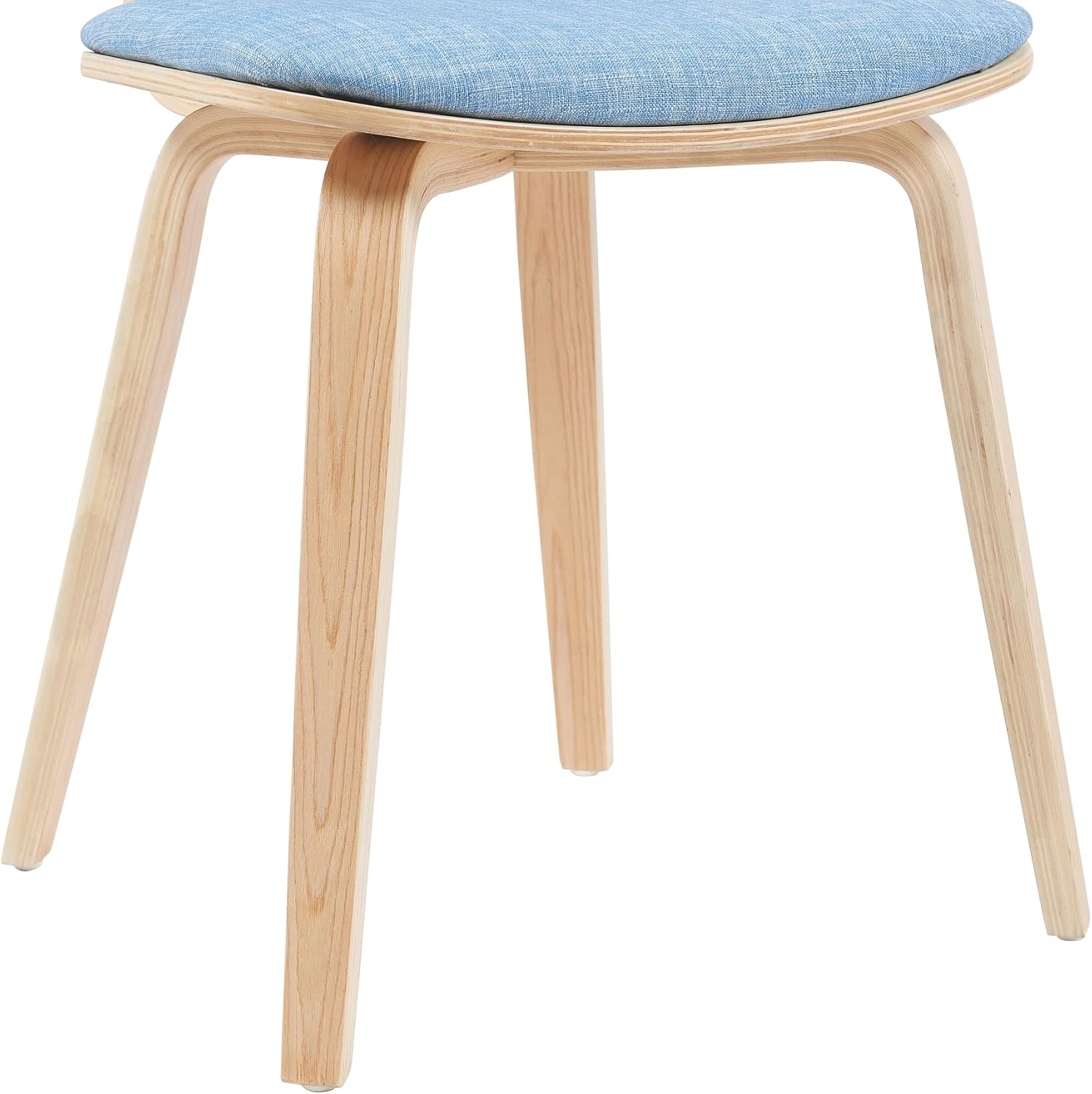 Armen Living Jaguar Mid-Century Dining Chair with Light Blue Fabric Upholstered Seat and Patterned Oak Wood Finish