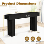 Depeht 63" Long Console Table with Power Outlet LED Lights, Wooden Farmhouse Sofa Behind Couch Table with Storage, Large Industrial Hallway Accent Furniture for Living Room, Entryway, Hallway (Black)
