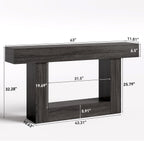 LITTLE TREE 63 Inches Long Console Table, 2-Tier Farmhouse Sofa Table Behind Couch, Large Narrow Entryway Table for Living Room, Wooden Hallway Foyer Table with Heavy Duty Base, Grey