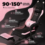 GTPLAYER Pink Gaming Chair Cute with Cat Ears Ergonomic Computer Chair with Cat Embroidery Adjustable Memory Foam Lumbar Support and Headrest Comfortable Reclining Office Chair Soft Velvet Fabric
