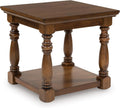 Signature Design by Ashley Sturlayne End Table, Traditional Rectangular Accent Table with Storage Lower Shelf, Hardwood Solids, Veneers, and MDF Substrates, for Living Room Couch, Dark Brown
