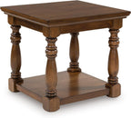Signature Design by Ashley Sturlayne End Table, Traditional Rectangular Accent Table with Storage Lower Shelf, Hardwood Solids, Veneers, and MDF Substrates, for Living Room Couch, Dark Brown
