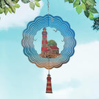 Lighthouse Wind Spinner,Metal Wind Spinners for Outdoor,3D Double Sided Hanging Beach Decor for Indoor,Outdoor,Unique Gifts for Women
