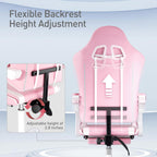 MoNiBloom Gaming Chair, Footrest & Lumbar Support, Height Adjust, Pink | Headrest & Lumbar Support, Ergonomic Computer chair, for Girl women Adult Teen Office or Gaming,Swivel game chair
