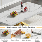 5 Piece Marble Dining Set for 4, 70.87" Rectangular Dining Room Table with 4 Grey Velvet Chairs, Gold Stainless Steel Frame, Luxury Modern Kitchen Table Set for Dining Room, Easy Assembly