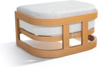 PEAK HOME FURNISHINGS Outdoor Patio Ottoman in Aluminum with Cushion, Teak Finish