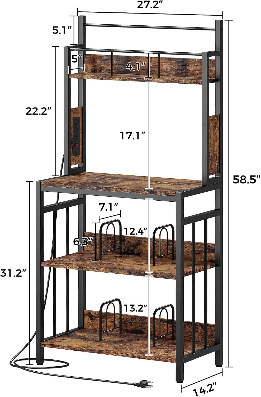 IRONCK Record Player Stand with Storage, Turntable Stand for Living Room | 2-Tier Vinyl Record Shelf with Charge Station, Record Rack Holds Up to 300+ Albums