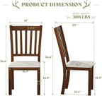 AMERLIFE Dining Chairs Set of 8, Farmhouse Upholstered Kitchen Dining Chairs with Curved Backrests, Padded Dining Room Chairs with Solid Wood Legs, Dark Brown