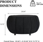 YDcosyfy 30 Inches Round Ottoman Coffee Table with Storage, Upholstered Ottoman in Boucle Teddy Fabric, Wooden Top with Tray, Soft Pumpkin Shape Design,for Living Room, Bedroom, Lounge, Black