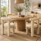 Modern Sherpa Dining Chairs Set of 4, Armless Upholstered Barrel Kitchen Chairs with Backs Comfy Accent Side Chair for Living Room, Dining Room, Reception, Camel