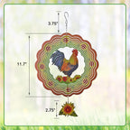 Rooster Wind Spinner,Metal Wind Spinners for Outdoor,3D Double Sided Hanging Chicken Decor for Indoor,Outdoor,Unique Gifts for Women