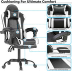 OS MOTOR Gaming Chair with Headrest and Lumbar Support, White | Ergonomic High Back Office Chair, Racing Style Executive Computer Desk Chair, Leather Adjustable Swivel Task Chair, Home