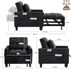 Convertible Sleeper Chair, 3 in 1 Sleeper Chair Bed Pull Out Sofa Bed Chairs, Single Sofa with Adjustable Backrest for Adults Reading Living Room, Bedroom, Velvet Black
