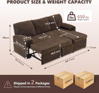 VINGLI Sectional Sleeper Sofa with Pull Out Couch Bed, 85 Inch L-Shaped Convertible Sofa Bed, 5 Seat Modular Sectional Couches for Living Room with Storage Chaise, USB Charging, Side Pockets
