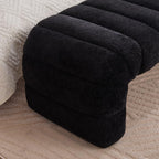Modern Armless Bed Bench - Channel Tufted Chenille Upholstered, Multi-Use as Couch Daybed Chaise or Ottoman Foot Stool for Living Room, Bedroom, Entryway (69.7", Black)
